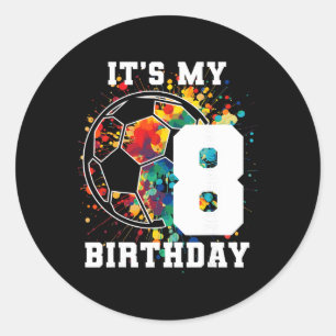 Kinderen 8e verjaardag Voetbal Ll verjaardagsfeest Ronde Sticker