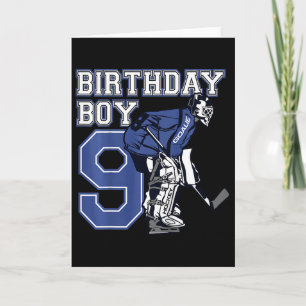 Kinderen 9 Jaar Ijs Hockey Doelman Thema Verjaarda Kaart