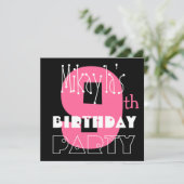 Kinderen 9e Verjaardag Custom Name Modern Pink Kaart (Staand voorkant)