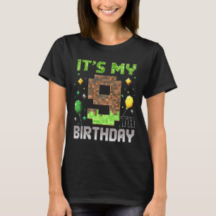 Kinderen 9e verjaardag Gamer Pixel 9 jaar oud vide T-shirt