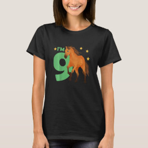 Kinderen 9e Verjaardag Paard Negen Jaar Oud Ri T-shirt