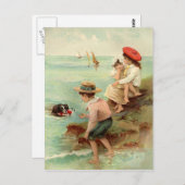 kinderen aan het strand Briefkaart (Voorkant / Achterkant)