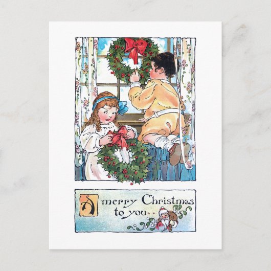 kinderen aan wal met kerstmis briefkaart (Voorkant)