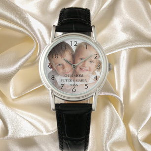 Kinderen aangepaste foto namen jaar mam horloge