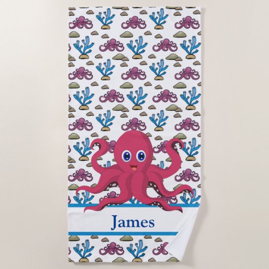 Kinderen Aangepaste Octopus Strandlaken (Voorkant)
