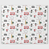Kinderen Aangepaste Rode Londense Bus & Klokkentor Cadeaupapier (Vlak)