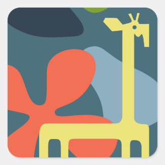 kinderen abstracte giraffe vierkante sticker