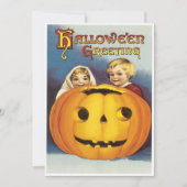kinderen achter een pompoen Halloween Kaart (Voorkant)