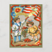 Kinderen Amerikaanse Vlag Vuurwerk Firecracker Briefkaart (Voorkant)