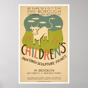 Kinderen Art Brooklyn 1938 WPA Poster