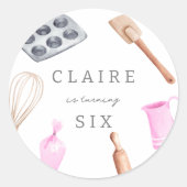 Kinderen Baking Birthday Bash | Meisjespartij Ronde Sticker (Voorkant)