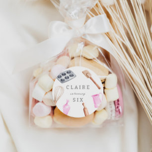 Kinderen Baking Birthday Bash Meisjespartij Ronde Sticker