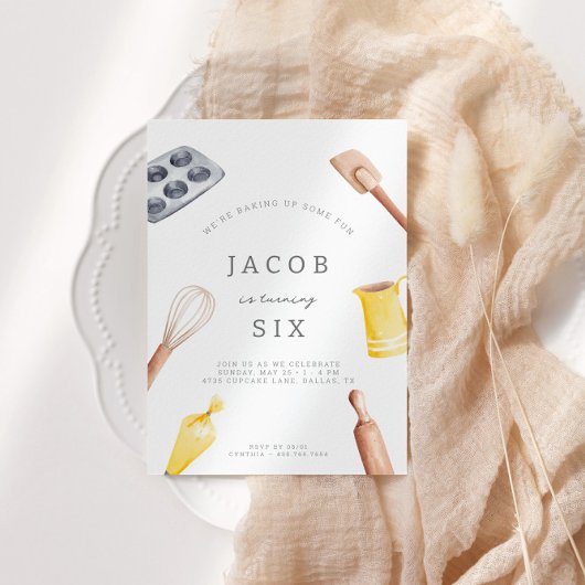 Kinderen Baking Birthday Bash | Uitnodiging van pa