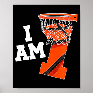 Kinderen basketbal 1e verjaardag jongen één jaar o poster