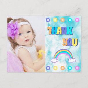 Kinderen Bedankt Regenboog Retro Kleurrijk Briefkaart