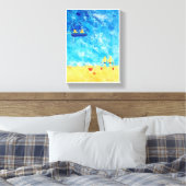 Kinderen bij de zee Contemporary Art  Canvas Afdruk (Insitu (Slaapkamer))