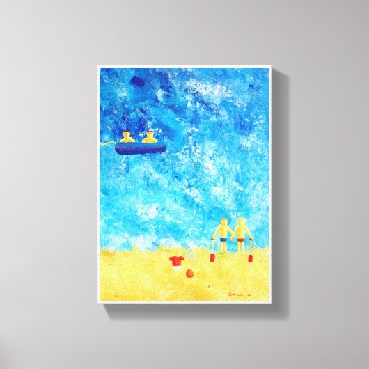 Kinderen bij de zee Contemporary Art  Canvas Afdruk (Voorkant)