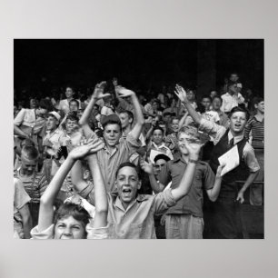 Kinderen bij een honkbalwedstrijd, 1942. Oude honk Poster