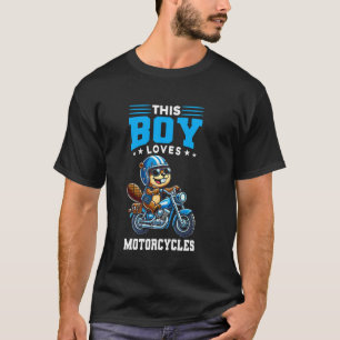 Kinderen Biker Motorfiets Rijden Bever Jongens T-shirt