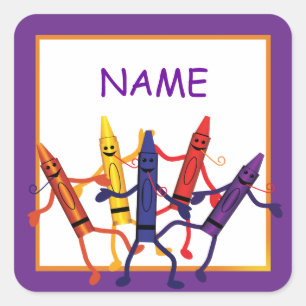 Kinderen Birthday Crayon Party Name Sticker