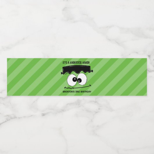 Kinderen Birthday Halloween Party Labels, Frankens Waterfles Etiket (Enkel label)