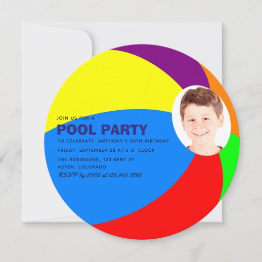 Kinderen Birthday Summer Pool/Beach Party voeg fot Kaart (Voorkant)