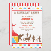 Kinderen - Birthday Uitnodiging - Circus (Voorkant / Achterkant)