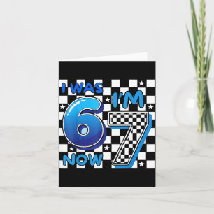 Kinderen blauw geruit ik was 6 ik ben 7 grappig 67 kaart