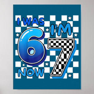 Kinderen blauw geruit ik was 6 ik ben 7 grappig 67 poster