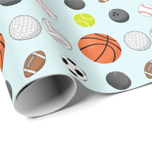 Kinderen Blauw Multi Sport Verjaardag Cadeaupapier