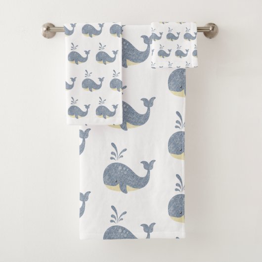 KINDEREN BLAUWE WITTE WALKAMERBATHROOM TOWEL SET BAD HANDDOEK (Insitu)