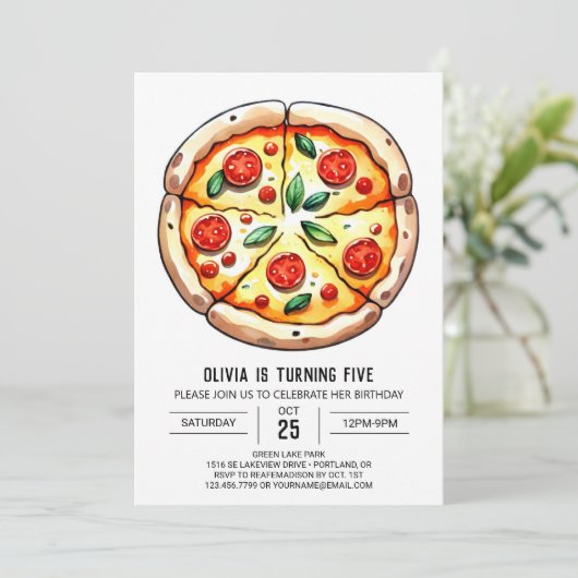 Kinderen Boho Pizza Verjaardag Kaart (Staand voorkant)