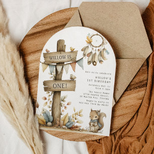 Kinderen Boho Woodland Thema Verjaardagsfeestje Kaart