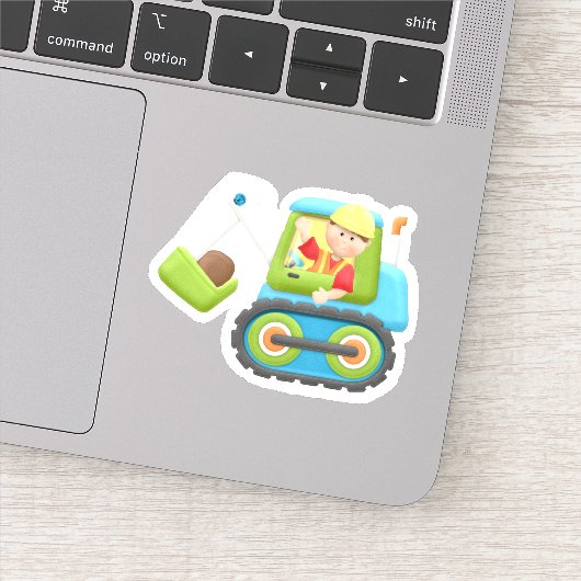 Kinderen Bouw Bulldozer Uitgestanste Sticker Decal (Detail)