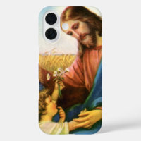 Kinderen brengen bloemen naar Jezus Christus