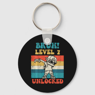 Kinderen Bruh Level 7 Ontgrendeld Gamer Dab Retro  Sleutelhanger