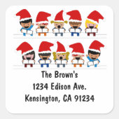 Kinderen Carolers Kerstmis Vierkante Sticker (Voorkant)
