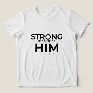 Kinderen Christelijk T-shirt Psalm 28:7 Sterk in H