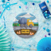 Kinderen constructie vrachtwagen verjaardagsfeestj papieren bordje (Feest)