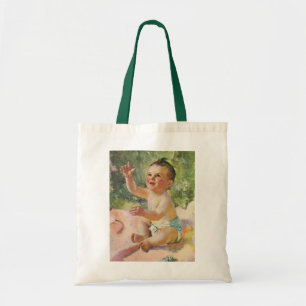  kinderen, Cute Baby Girl op een Roze Blanket Tote Bag
