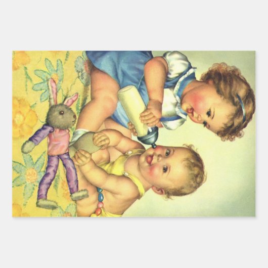 kinderen, Cute Happy Toddlers-sloopfles Inpakpapier Vel (Voorkant 2)