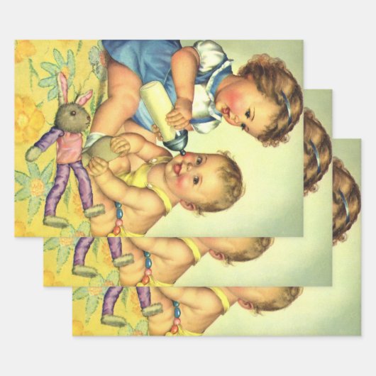 kinderen, Cute Happy Toddlers-sloopfles Inpakpapier Vel (Set)