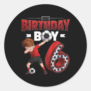 Kinderen Dabbing Jongen 6 Jaar Voetbalspeler 6de V Ronde Sticker