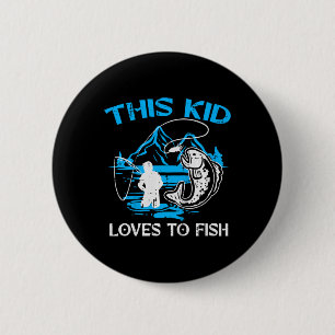 Kinderen Deze Kid Houdt Van Vissen Schattige Jonge Ronde Button 5,7 Cm