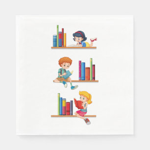 Kinderen die boeken lezen op een plank servet