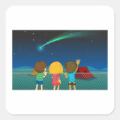 Kinderen die een Comet Square Sticker bekijken (Voorkant)