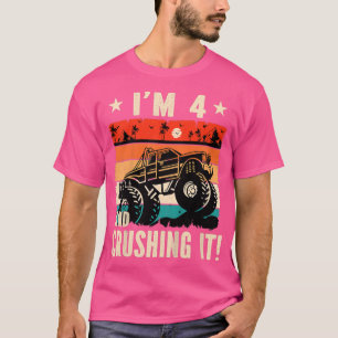 Kinderen die ik vier ben en die een monstervrachtw t-shirt
