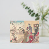 Kinderen die in de sneeuw spelen met pruimelbomen briefkaart