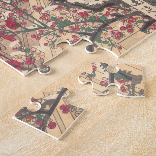 Kinderen die in de sneeuw spelen met pruimelbomen legpuzzel (Zijkant)