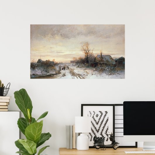 Kinderen die in een winterlandschap spelen poster (Thuiskantoor)